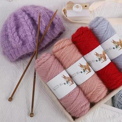 松鼠绒绒毛线中粗毛线帽子