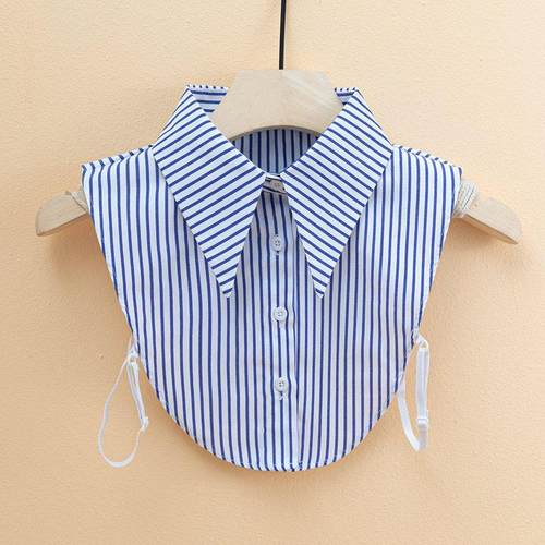 衬衫假领子新款条纹大尖领