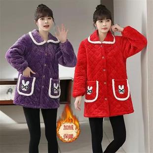 加绒加厚棉服外套短款女中年妈妈装棉衣罩衣上衣棉袄休闲保暖秋冬