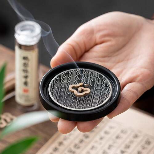 盘香盘不锈钢架防火垫小祥云炉密胺托架座插座高级颜值檀艾草熏薰