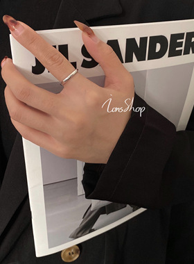 ions shop 指环百搭基础线条戒指s925纯银饰情侣款简约食指可调节