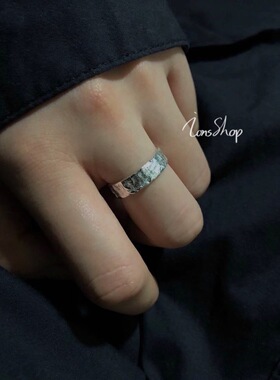 ions shop 自律s925纯银冷淡锡箔纸情侣戒指肌理简约小众百搭韩版