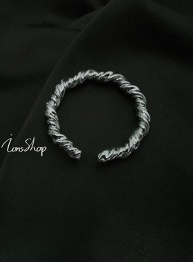 轻奢s925绳纹韩风麻花情侣戒指