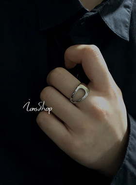 ions shop 镂空女戒指s925纯银艺术饰品可调节轻奢高级感2021新潮