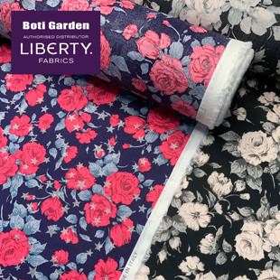 LIBERTY正品黑卡琳玫瑰Carline金粉英国进口面料纯棉100支长纤棉