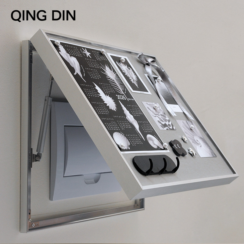 磁吸不锈钢拉丝银色电表箱装饰画