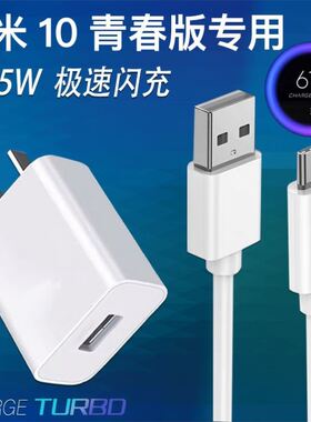 适用小米10青春版充电器原装22.5w瓦极速闪充数据线红米10x手机快充头米十青春版5G充电线界扣原厂27w插头