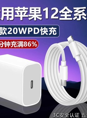 适用苹果12Pro充电器20WPD快充iphone12proMax手机充电插头iphone12mini快充头苹果12pro快充套装加长2米线