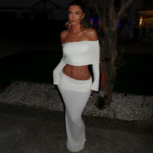 solid waisted color skirt Casual set休闲高腰半身裙套装 high