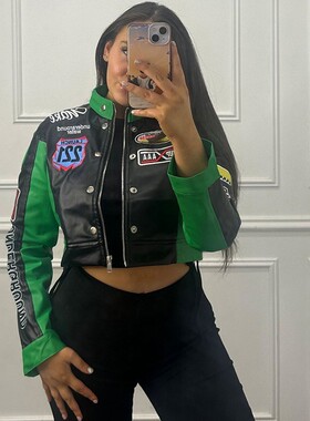 Sexy printed long sleeved baseball jacket印花长袖棒球服外套