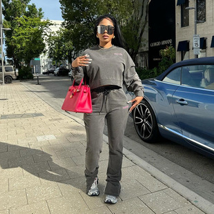 Slim fit straight leg casual pants set 修身直筒休闲裤套装女