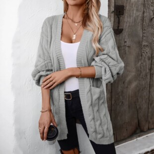 Fried Dough Twists kink knitting cardigan 麻花中长款针织开衫