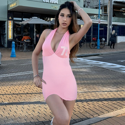 系带露背修身包臀连衣裙