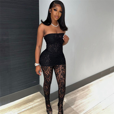 高腰紧身连袜长裤套装