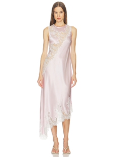 Revolve 桑蚕丝蕾丝拼接midi背心裙 SRG 日光留白系列