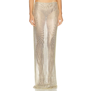 The New Arrivals by Ilkyaz Ozel ZADA 半身裙 金属金色REVOLVE