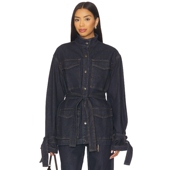 蓝色美式 休闲风收腰夹克REVOLVE小众 LIONESS 牛仔外套 春季 新品