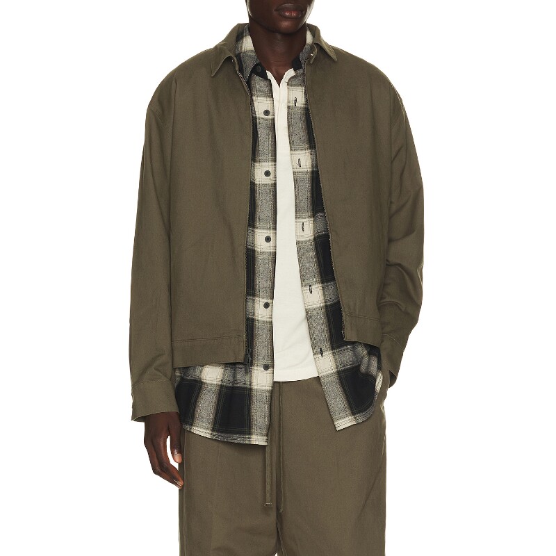 Fear of God ESSENTIALS军绿色夹克翻领极简风新品外套REVOLVE
