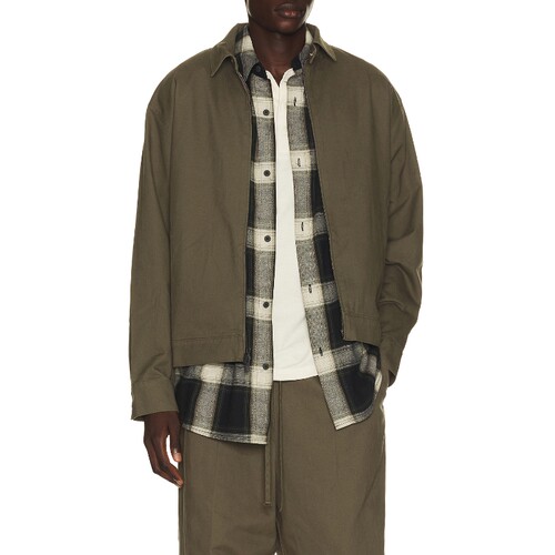 Fear of God ESSENTIALS军绿色夹克翻领极简风新品外套REVOLVE