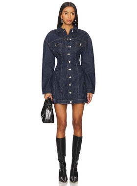 EB Denim PRIMA 牛仔连衣裙蓝色复古丹宁风REVOLVE小众新款