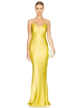 Shona Joy Sofia Spliced Maxi Dress 黄色REVOLVE小众