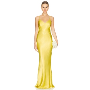 Shona Joy Sofia Spliced Maxi Dress 黄色REVOLVE小众