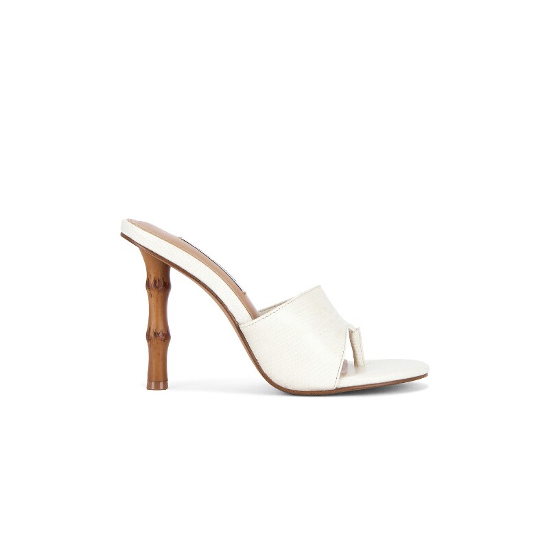 Steve Madden 26夏季新品白色竹节鞋跟高跟夹脚圆头凉鞋REVOLVE