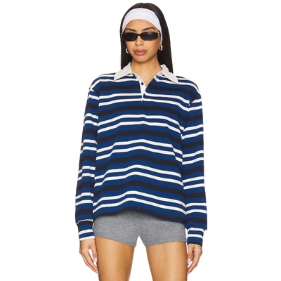 superdown POLO领上衣藏青色条纹卫衣REVOLVE泽西风