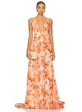 SAU LEE CALISTA 裙子 橙色REVOLVE小众新款