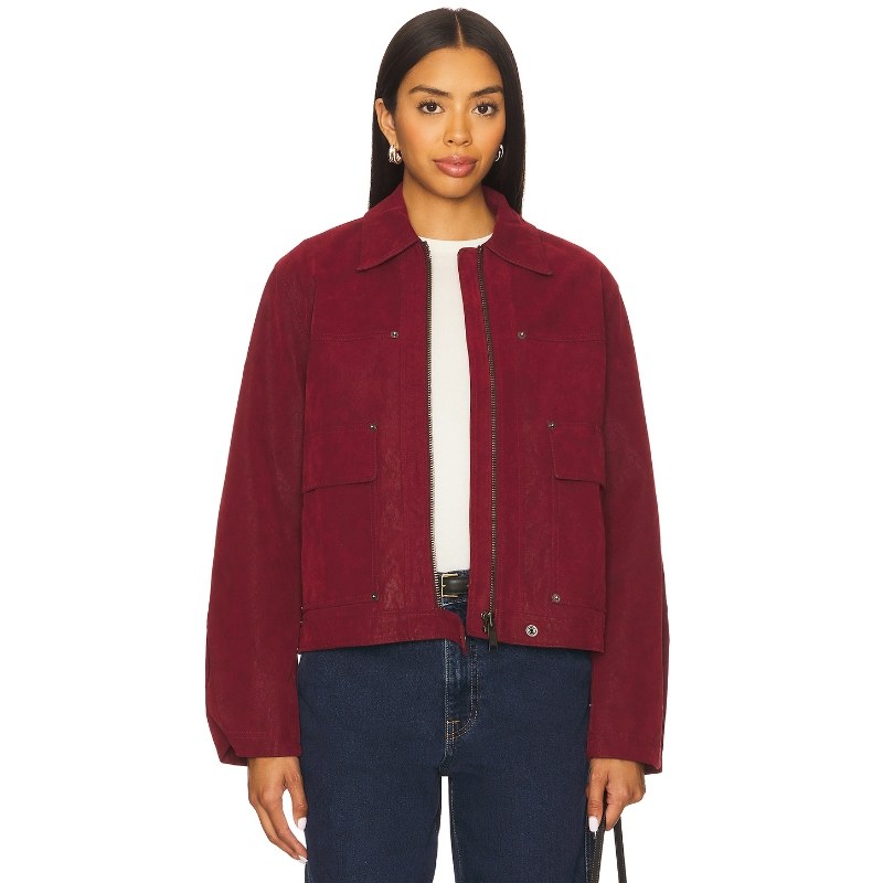 [冬季新品]Free People BLAIR 仿麂皮夹克 红色美式休闲风REV