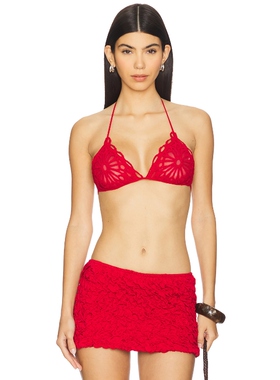 Norma Kamali 诺玛 卡玛丽 Scallop Bra Top 红色REVOLVE小众新款