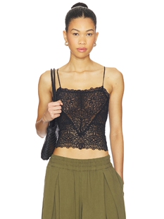 People黑色花卉蕾丝吊带透视短款 Free 背心REVOLVE 店铺主推