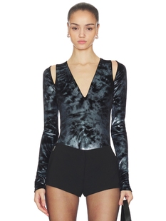 Lapointe VELOUR V NECK 紧身服 revolve小众新款 蓝色