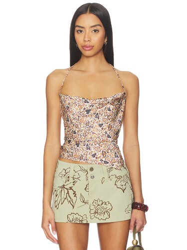 Juliet Johnstone Satin Cowl Neck Halter Top revolve小众新款
