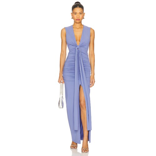 Susana Monaco Tie Front Gathered Dress 蓝色REVOLVE小众新款