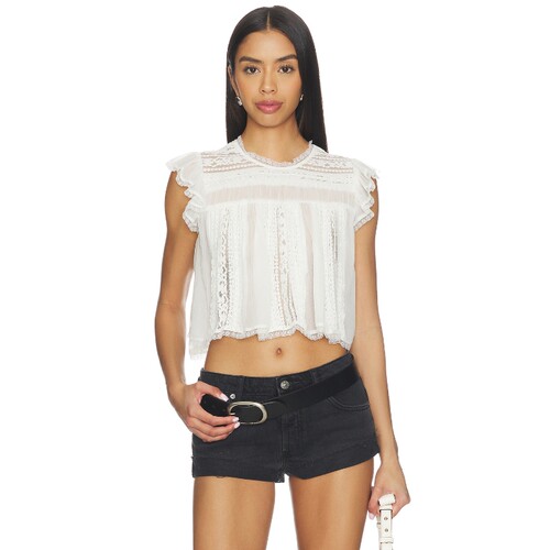 Free People 26早秋新品白色蕾丝背心甜美短款无袖上衣REVOLVE
