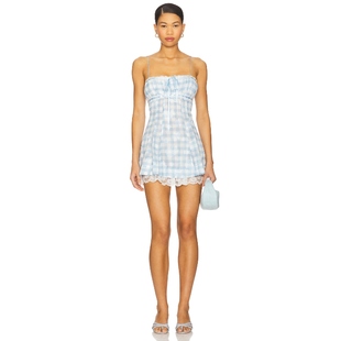 Lemons CLAUDETTE 条纹棉布迷你连衣裙女夏 Blue For Baby Love