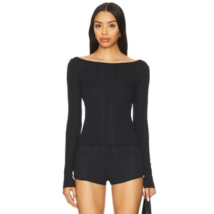 Intimates 黑色 The Top y2k辣妹风REVOLVE小众新 Bateau Cou