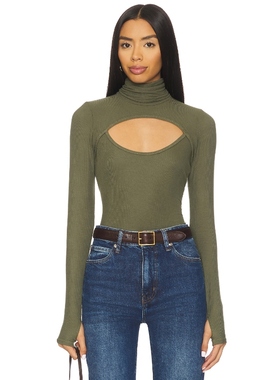 Michael Lauren CADE 上装绿色长袖上衣修身内搭REVOLVE小众新款