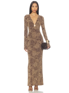 Show Me Your Mumu LOPEZ 裙子 revolve小众新款 Brown,Metallic