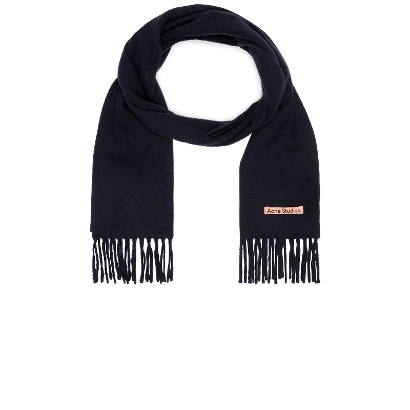 [早秋新品]Acne Studios 纯色流苏羊毛围巾藏青色男女情侣REVOLVE