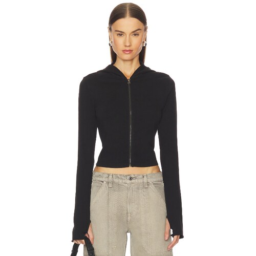 GRLFRND SHRUNKEN ZIP HOODIE 连帽衫 黑色 y2k辣妹风REVOLVE小众