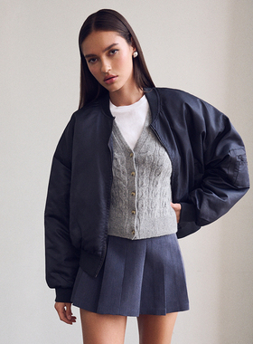 [冬季新品]LIONESS ESSENTIAL 飞行员夹克 暗蓝灰色REVOLVE小众