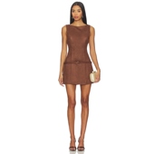 Dress COME MORE Rileigh Mini 棕色REVOLVE小众新款
