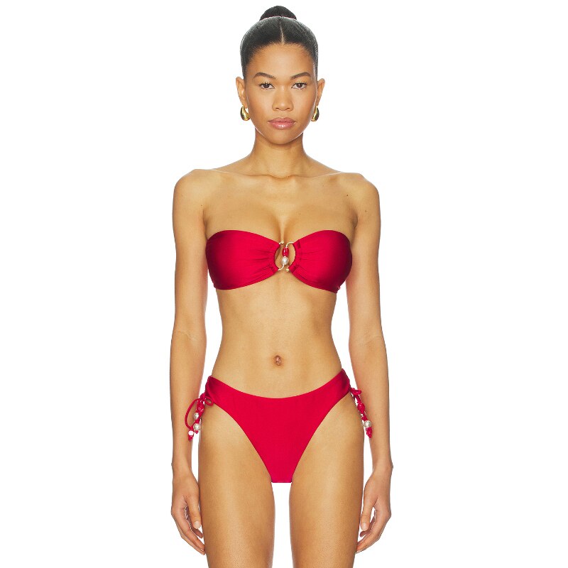 [夏季新品]Seafolly Ring Front Bandeau Bikini Top红色REVOLVE