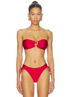 Seafolly Ring Front Bandeau Bikini Top 红色REVOLVE小众新款