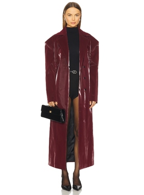 Kim Shui KRISTY 大衣 酒红色 老钱风REVOLVE小众新款