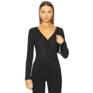 People Free BIG LOVE 黑色基础易搭内R 开襟羊毛衫 海外直邮