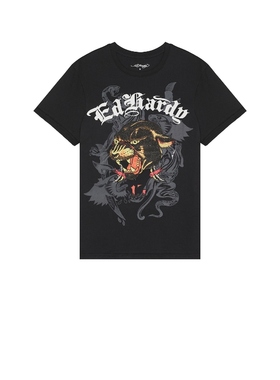 Ed Hardy 埃德哈迪 PANTHER HEAD T恤 黑色REVOLVE小众新款