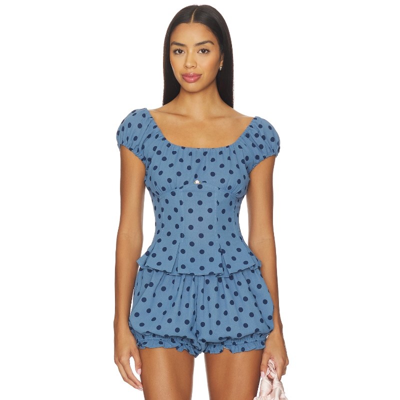 Lisa Says Gah PAT 上装 蓝色REVOLVE小众新款